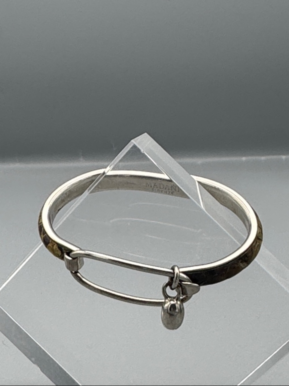 Madani Firenze Silver-Tone & Brown Leather Accent Bangle Bracelet - Picture 2 of 10